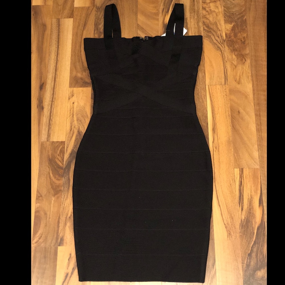 Black Bandage Mini/Knee Length Dress